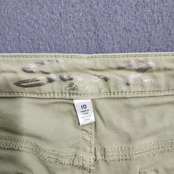 Seven7 Women 10 Green Utility High Rise Ankle Skinny Jeans - Picture 7 of 13